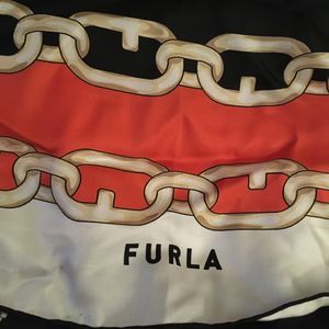 FURLA Foulard Printed Silk Orange Scarf~ Made In Italy